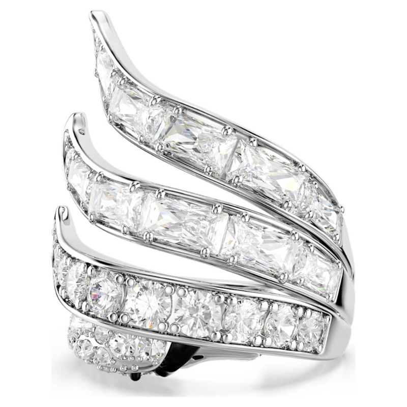 Swarovski 5762207 anello cocktail vienna, taglio misto, cigno, bianco, placcato rodio di swarovski originale