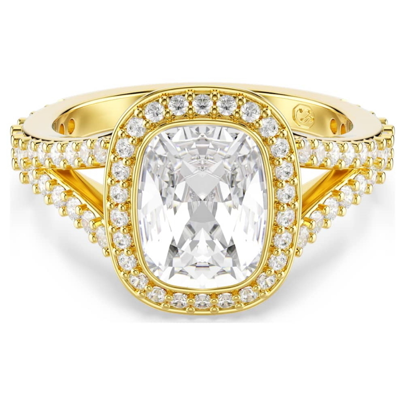 Swarovski 5762626 anello una angelic, taglio cushion, bianco, finitura oro 18k di swarovski originale