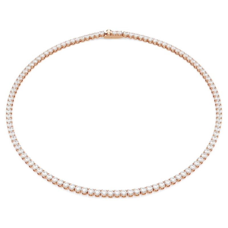 Swarovski 5764194 collana tennis matrix, taglio round, bianca, finitura oro rosa 18k di swarovski originale