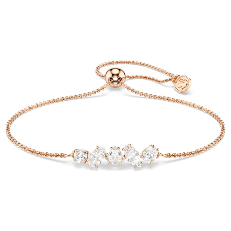 Swarovski 5764801 braccialetto mesmera, taglio misto, bianco, finitura oro 18k di swarovski originale