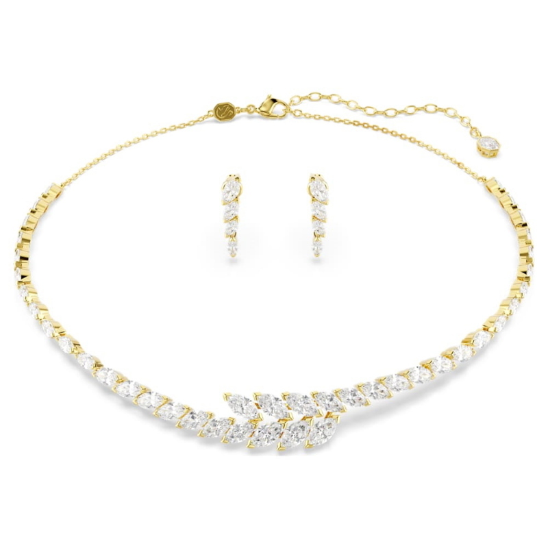 Swarovski 5764868 set mesmera, set (2), taglio marquise, bianco, finitura oro 18k di swarovski originale