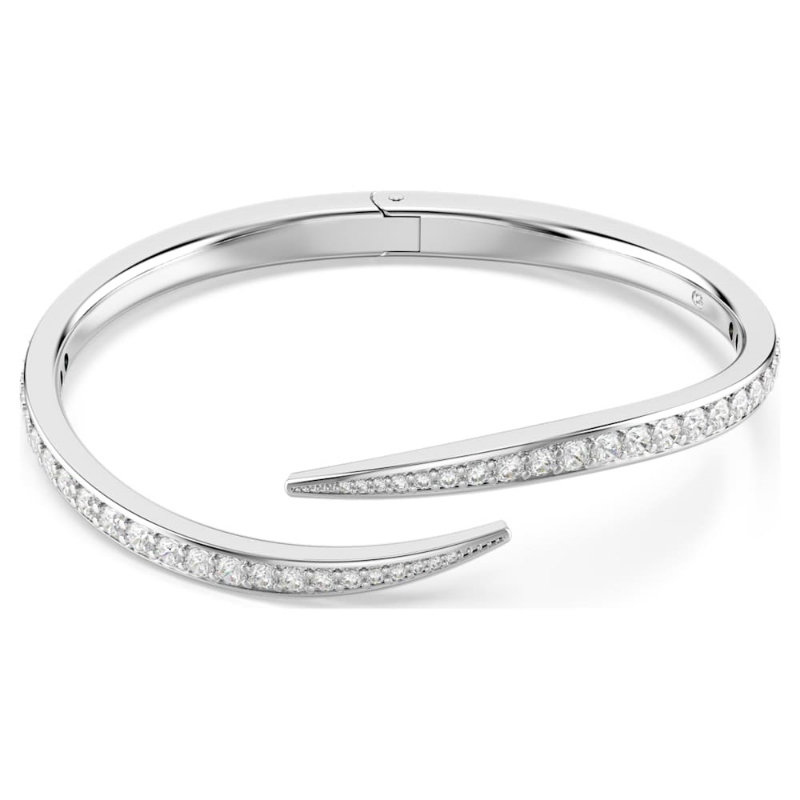 Swarovski 5765322 bracciale rigido vienna, taglio round, cigno, bianco, placcato rodio di swarovski originale