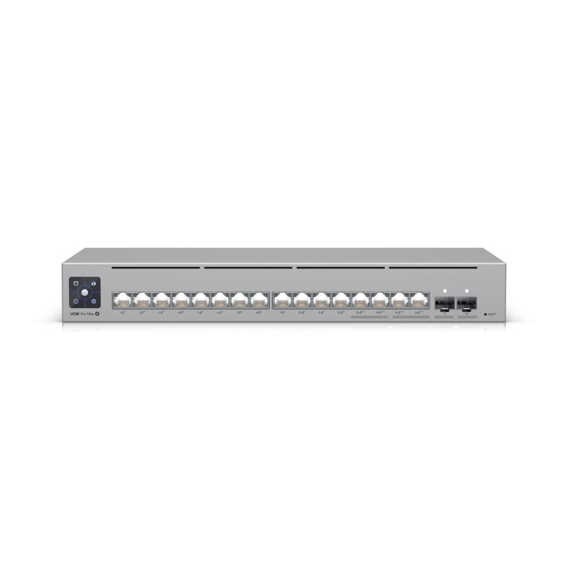 Switch 16p lan gigabit ubiquiti usw-pro-max-16-poe l3 4p poe++ 2.5gbe 12p gbe poe+ 2p sfp+ 10g montaggio rack (180w)