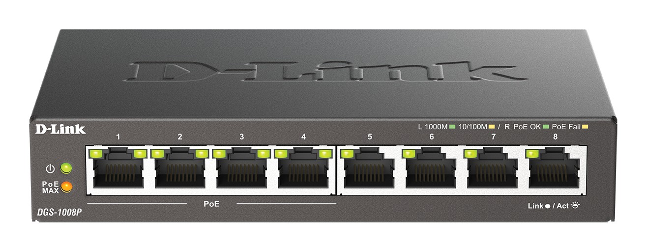 Switch desktop Gigabit PoE a 8 porte DGS-1008P