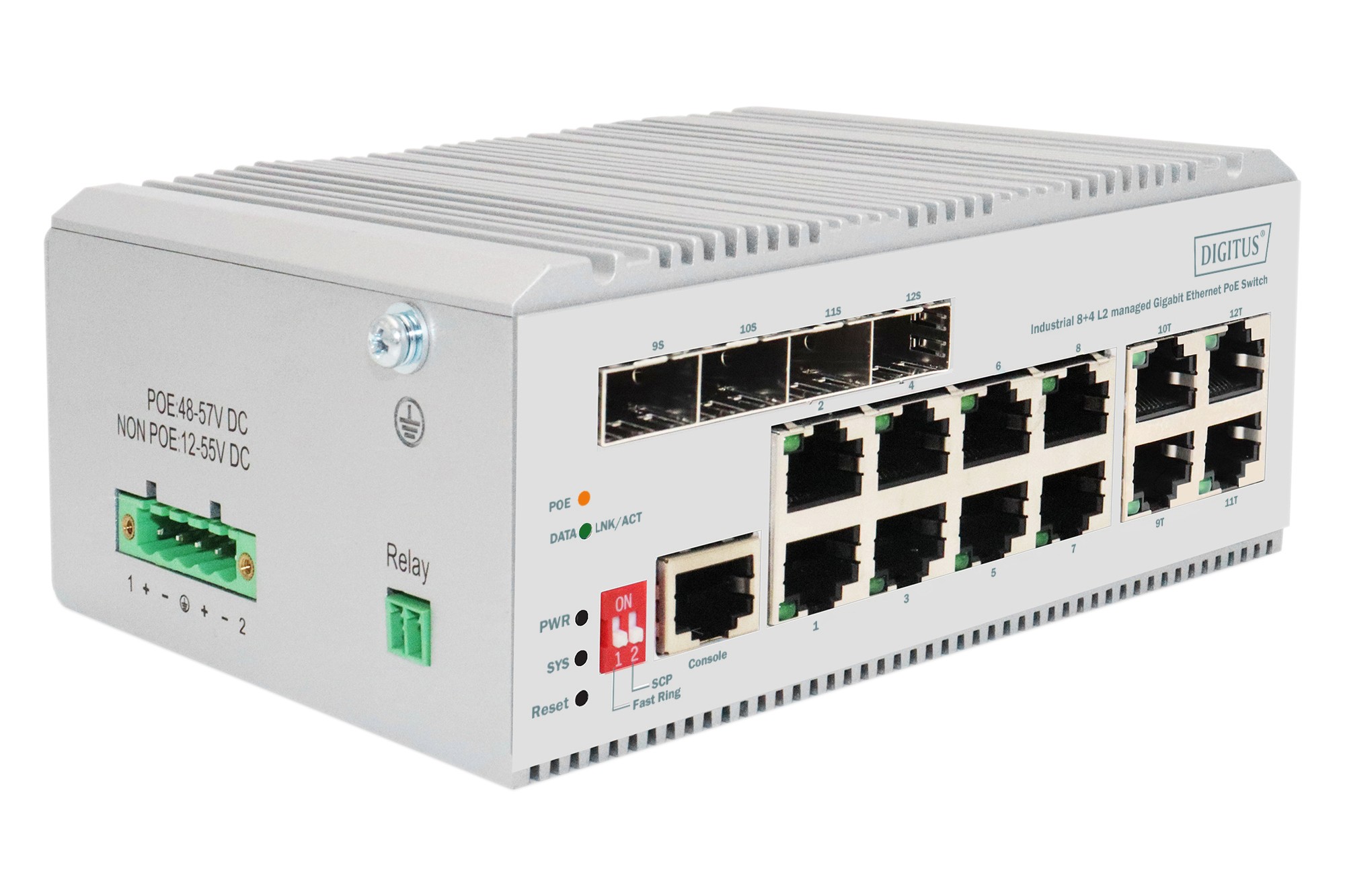 Switch Poe Di Rete Gigabit Ethernet A 8 Porte Industriale Gestito L2 4 Uplink Sfp