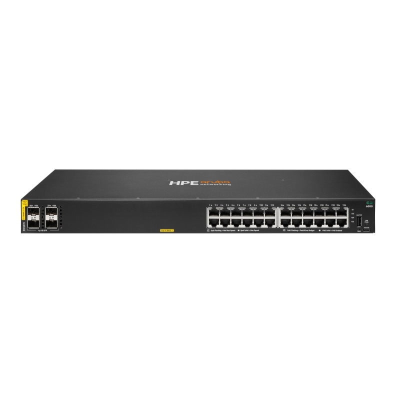 Switch r8n87a r8n87b aruba cx 6000 24 x x10/100/1000 class4 (poe 370w) + 4 x 1gb sfp garanzia a vita limitata