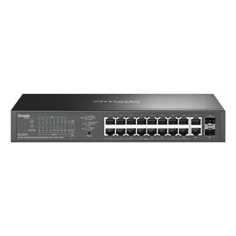 Switch tp-link omada es220gp 16x gigabit poe+ + 2x gigabit rj45 + 2x sfp 1u 13-inch rack-mountable easy managed switch Switch tp-link omada es220gp 16x gigabit poe+ + 2x gigabit rj45 + 2x sfp 1u 13-inch rack-mountable easy managed switch