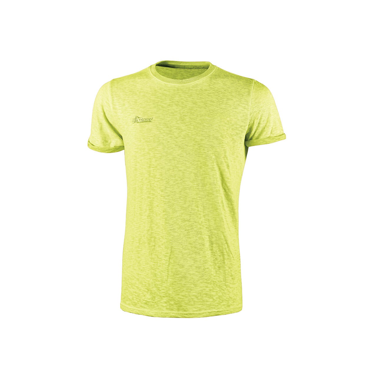 T-shirt a maniche corte Upower Fluo - Taglia 3XL - Cotone slub tessuto traspirante vestibilità aderente girocollo a coste - Giallo fluorescente T-shirt a maniche corte Upower Fluo - Taglia 3XL - Cotone slub tessuto traspirante vestibilità aderente girocollo a coste - Giallo fluorescente