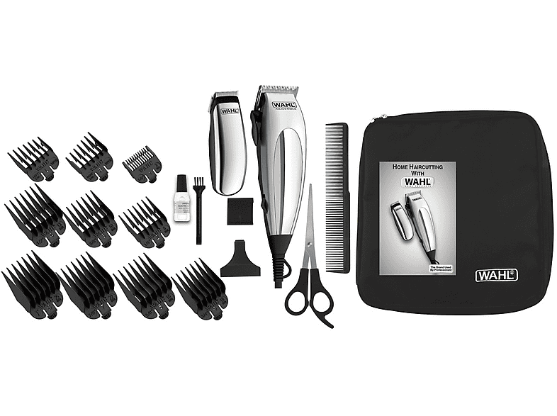 Tagliacapelli WAHL Deluxe Home Pro, 8x pettini distanziatori distanziatori, 10 livelli di taglio, Lama in acciaio, Adattatore alimentazione / batteria