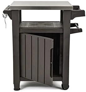 Tavolino da Giardino per Barbecue con Ruote 70x90x54 cm in Resina Keter Unity Antracite Tavolino da Giardino per Barbecue con Ruote 70x90x54 cm in Resina Keter Unity Antracite