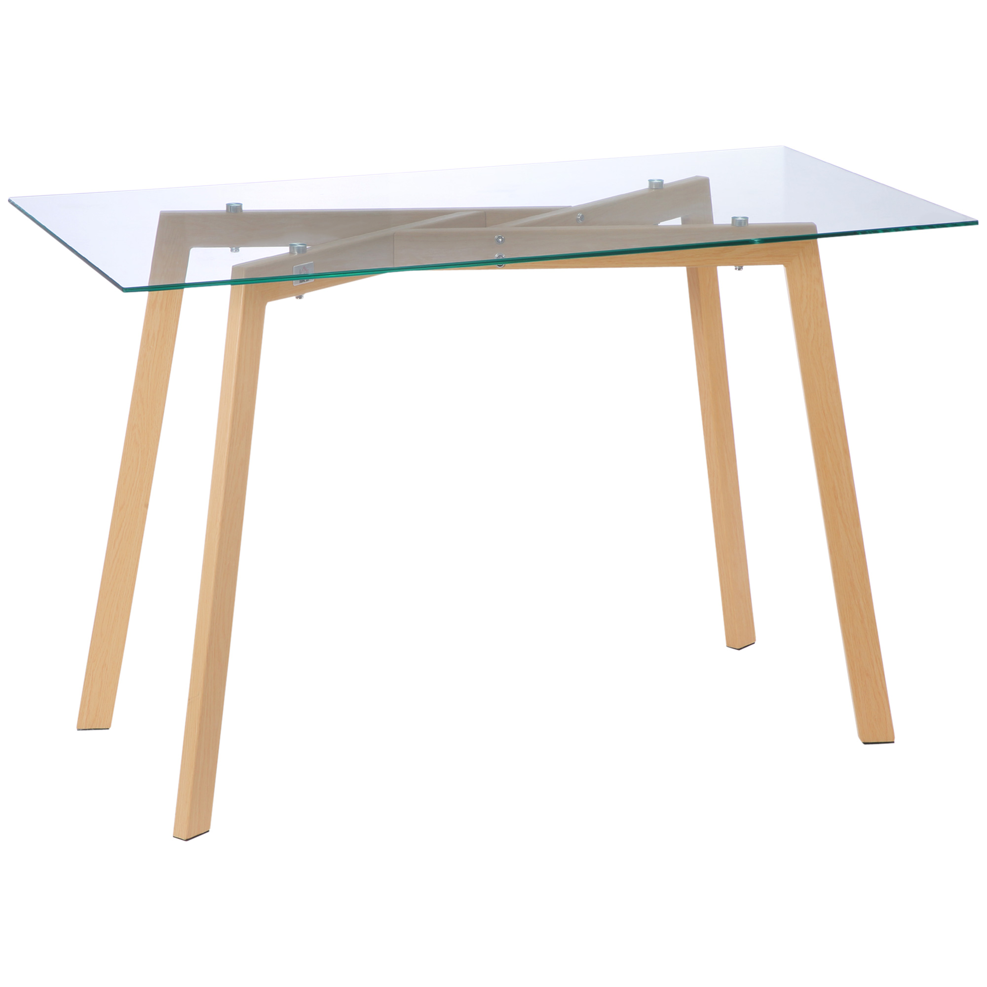 Tavolo da pranzo rettangolare HOMCOM per 4 persone, 120x60x76 cm, tavolo da cucina con piano in vetro temperato e piedini