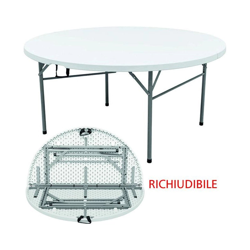 Tavolo hdpe/acciaio Vigor, edra tondo richiudibile, diametro 152 cm""