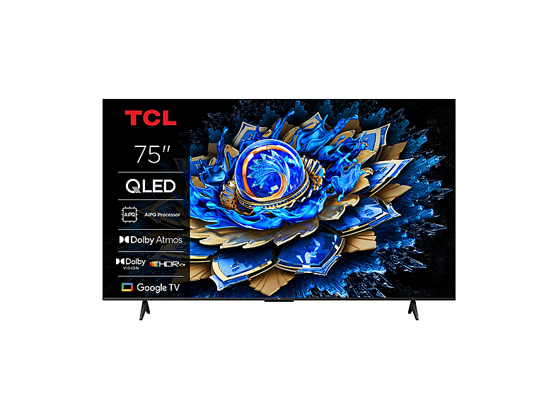 TCL 75T69C, Smart TV QLED 75”, Direct LED TV, 4K HDR Powered by Google (Dolby Vision & Atmos, Motion clarity, compatible with Google Assistant & Alexa)