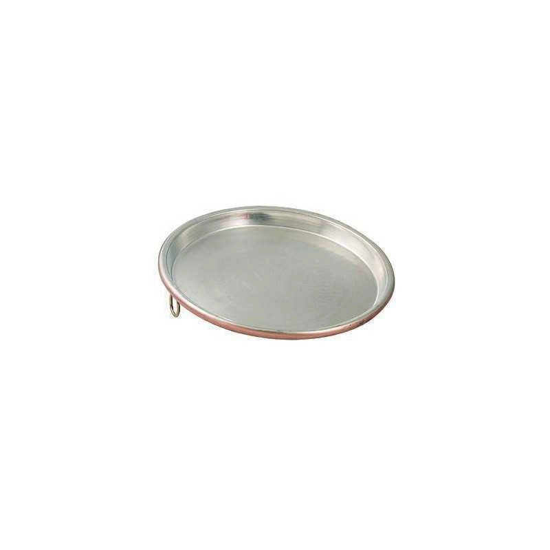 Teglia Rame Stagnato Vigor Pesante Tonda Bordo cm. 3 Ø cm. 50