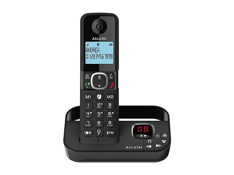 TELEFONO CORDLESS ALCATEL F860 VOICE SOLO Nero, segreteria telefonica, vivavoce, rubrica 100 numeri