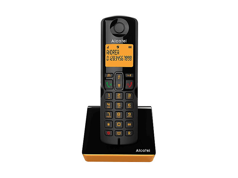 TELEFONO CORDLESS ALCATEL S280 SOLO Arancio, vivavoce, rubrica 50 numeri