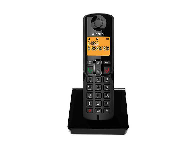 TELEFONO CORDLESS ALCATEL S280 SOLO Nero, vivavoce, rubrica 50 numeri