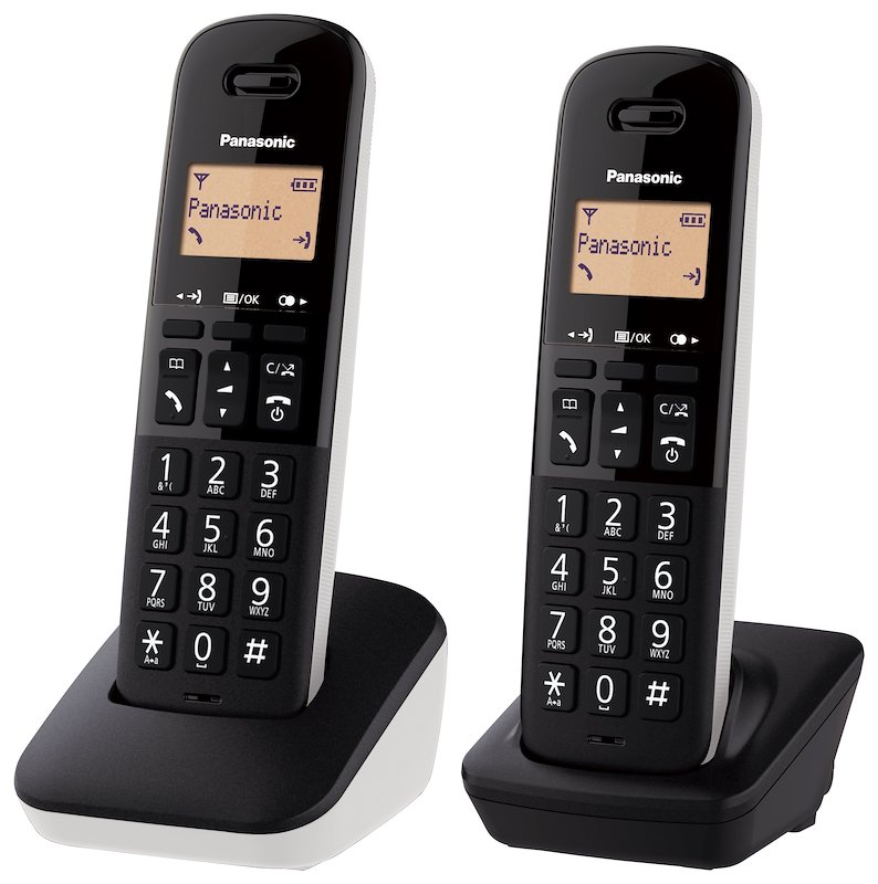 TELEFONO CORDLESS PANASONIC KX-TGB612JT Bianco, rubrica 50 numeri, tasti grandi, alto volume dell'audio, 2 portatili in confezione