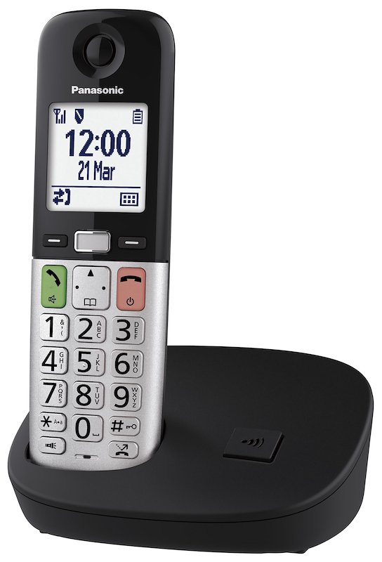 TELEFONO CORDLESS PANASONIC KX-TGU410EXB Nero/Silver , rubrica 200 numeri, tasti grandi, alto volume dell'audio, per anziani