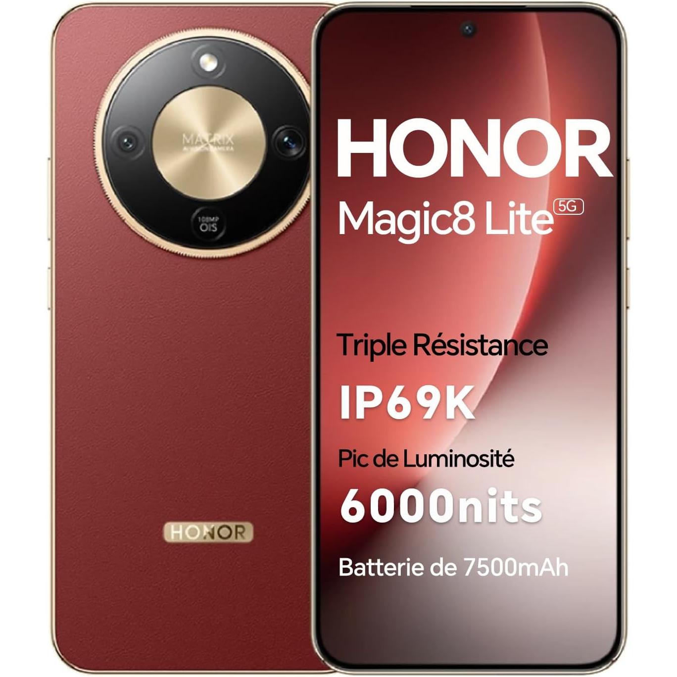 Telefono - Smartphone HONOR Magic 8 Lite 5G, Versione EU, 8GB+256GB, 8GB+512GB, 7500mAh, Schermo AMOLED da 6,79", IP68/IP69K, Resistente a cadute da 2,5 m, Fotocamera Ultra-Nitida da 108MP con OIS