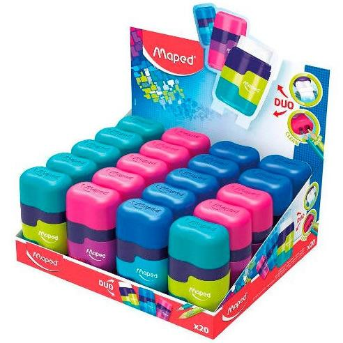 Temperamatite Maped Connect Duo a 2 fori con gomma - Serbatoio di grande capacità - Forma ergonomica - Colori assortiti