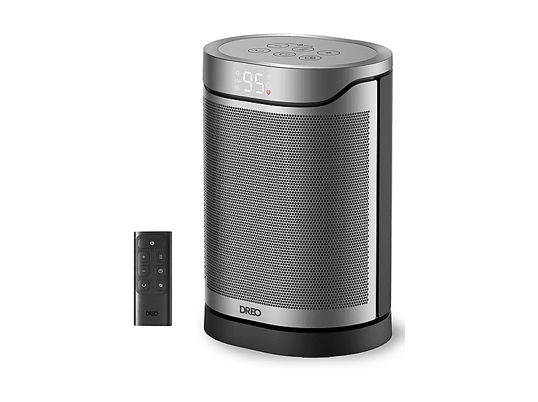 Termoventilatore DREO CERAMIC HEATER ATOM 318, Potenza 1500 W, 2 livelli di calore, Elementi riscaldanti in ceramica, Funzione Aria Fredda, Telecomando, Grigio scuro