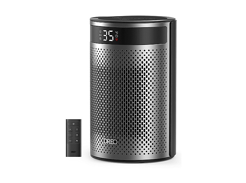 Termoventilatore DREO CERAMIC HEATER ATOM 416, Potenza 1500 W, 3 livelli di calore, Elementi riscaldanti in ceramica, Funzione Aria Fredda, Telecomando, Grigio scuro