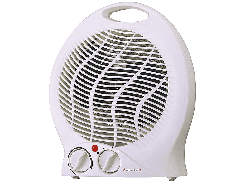 Termoventilatore MELCHIONI FAMILY HOTTY, 2000 w, 3 velocità, 2 livelli di potenza calore e una regolazione aria fredda, Termostato regolabile, Protezione contro il surriscaldamento. Sistema sicurezza con autospegnimento