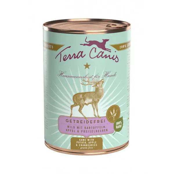 Terra Canis Grain Free 400 gr Selvaggina con patate, mela e mirtilli rossi - confezione da 6 pezzi - Cibo umido per cani - 1° ORDINE? scegli tra BZR5 - BZR20 + 200 pt fedeltà Terra Canis Grain Free 400 gr Selvaggina con patate, mela e mirtilli rossi - confezione da 6 pezzi - Cibo umido per cani - 1° ORDINE? scegli tra BZR5 - BZR20 + 200 pt fedeltà