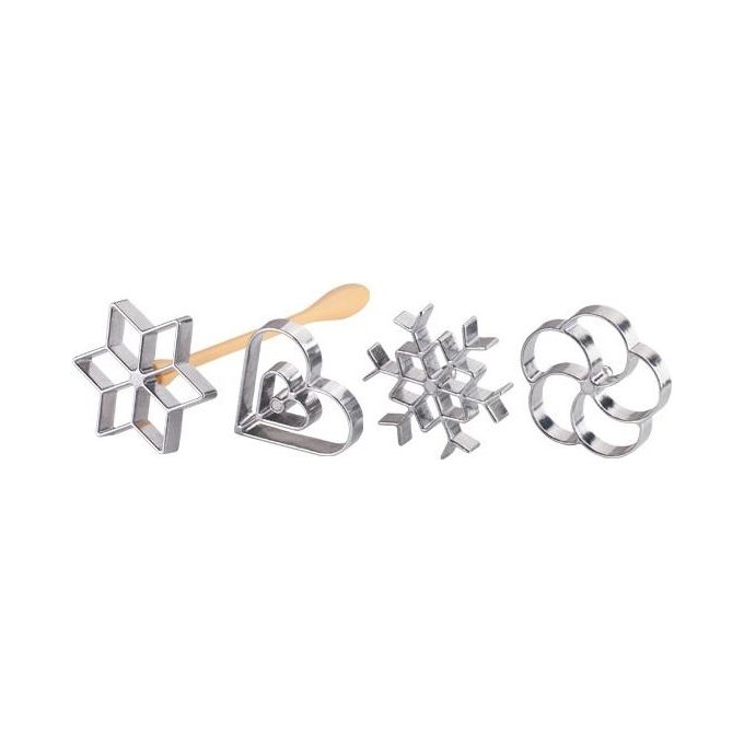 Tescoma 630048 Delicia Set 4 Stampi per Frittelle con Manico Rimovibile 4 Forme 7 cm colore Acciaio inox