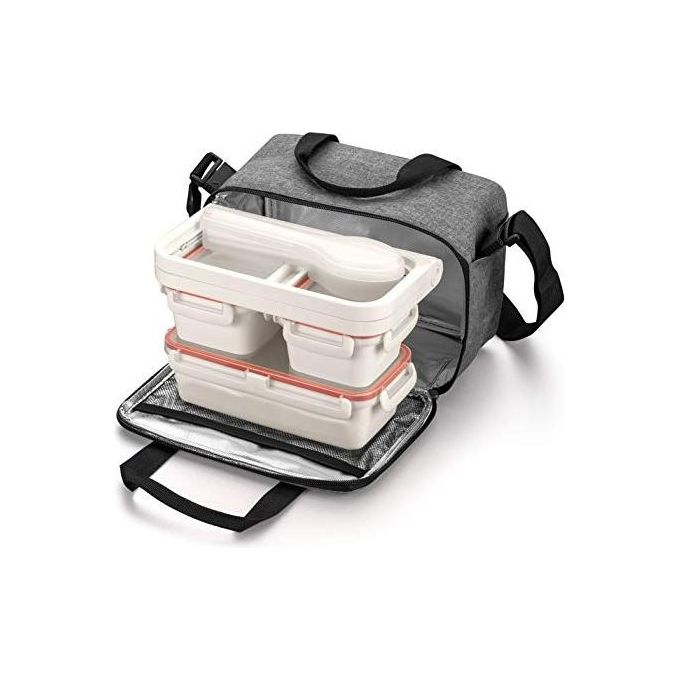 Tescoma 892260 Lunch Box Freshbox con Borsa Termica Isolante Tre Contenitori Ermetici Posate Vassoio Portata Capacita' 3,0 L Colore Antracite Tescoma 892260 Lunch Box Freshbox con Borsa Termica Isolante Tre Contenitori Ermetici Posate Vassoio Portata Capacita' 3,0 L Colore Antracite