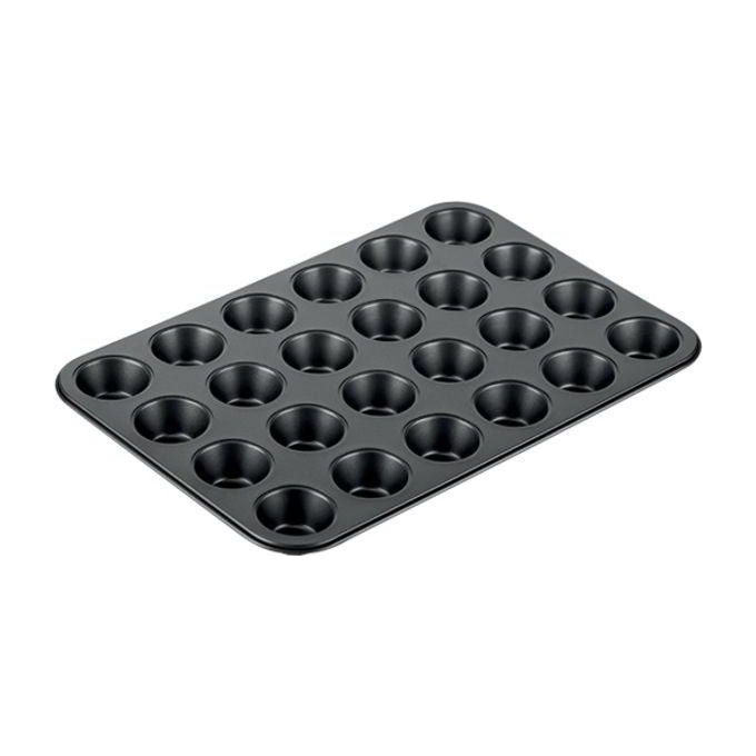 Tescoma T623226 Delicia Stampo per 24 Mini Muffin in Acciaio con Rivestimento Antiaderente Lavabile in Lavastoviglie 38 x 26 x 2.5 cm colore Nero