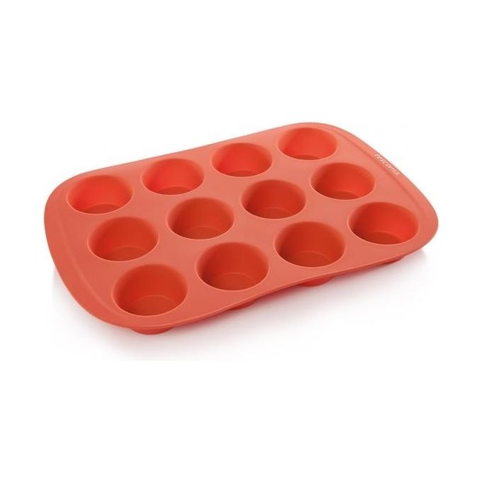 Tescoma T629434 Delicia Stampo in Silicone per 12 Muffin Flessibile Resistente a 230 °C Lavabile in Lavastoviglie Salvaspazio colore Nero