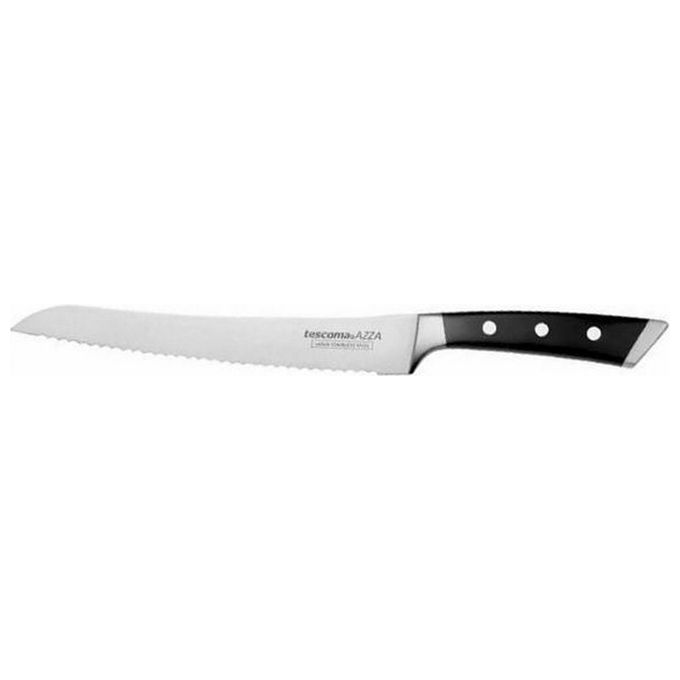 Tescoma T884536 AZZA Coltello per Pane Lama Seghettata in Acciaio Inox Giapponese 22 cm Manico Ergonomico con Rivetti colore Nero