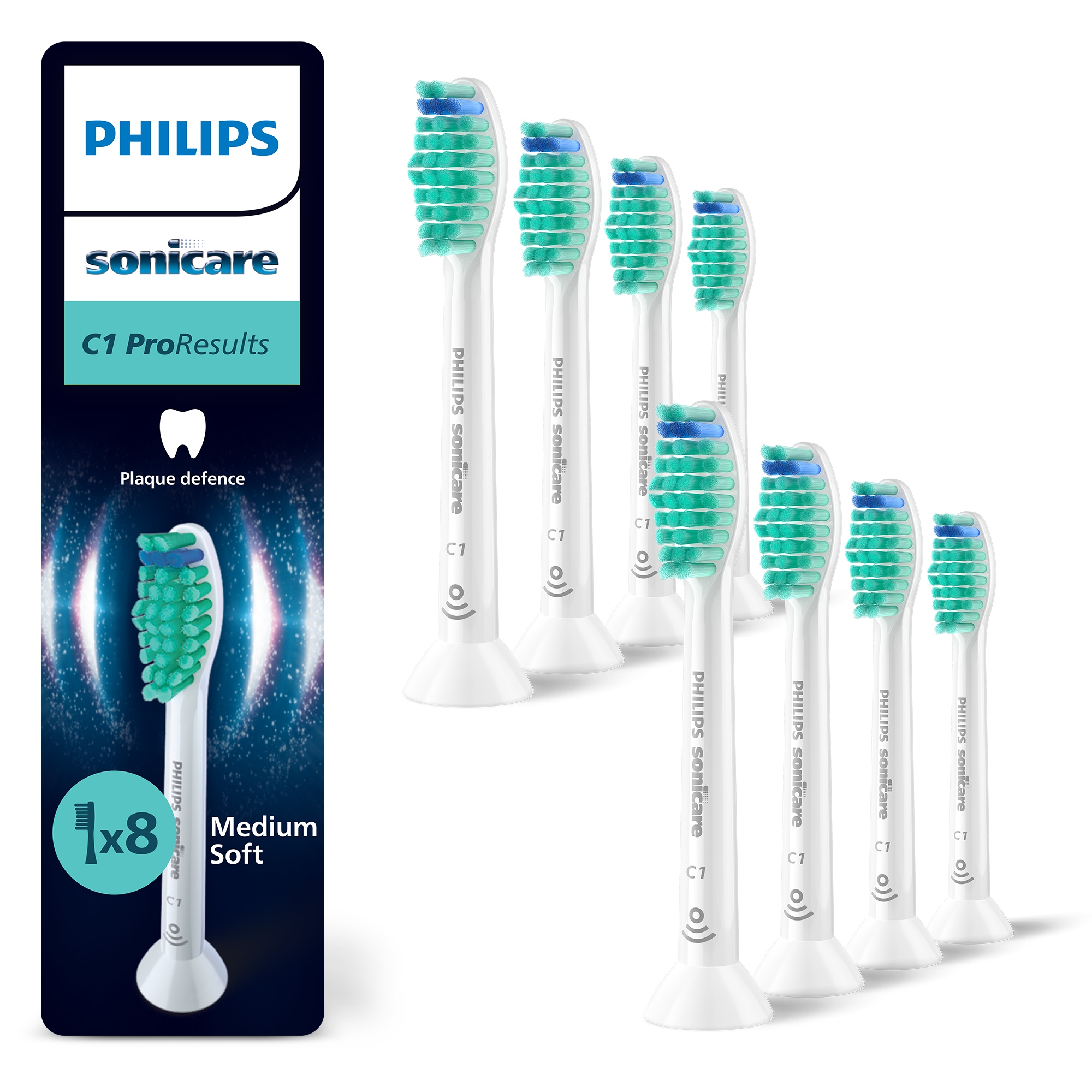 Testine Per La Rimozione Della Placca Philips Sonicare C1, 8 Pezzi Hx6018/87 Testine Per La Rimozione Della Placca Philips Sonicare C1, 8 Pezzi Hx6018/87