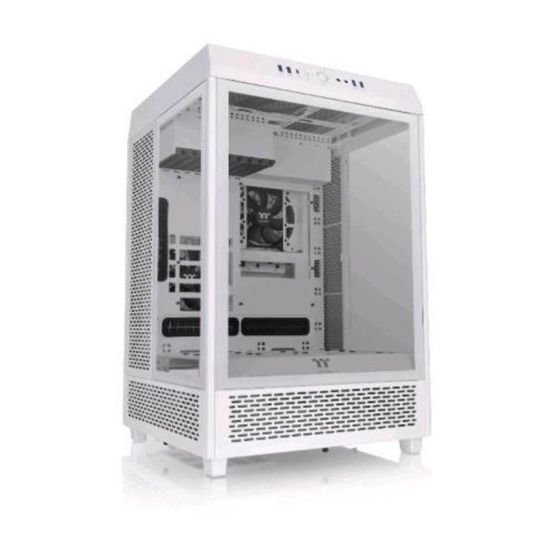 Thermaltake the tower 500 case midi tower atx eatx micro atx mini-itx pannelli laterali e frontale in vetro temperato 4-xusb-a 3.0 1xusb-c 2xventole 120mm snow white