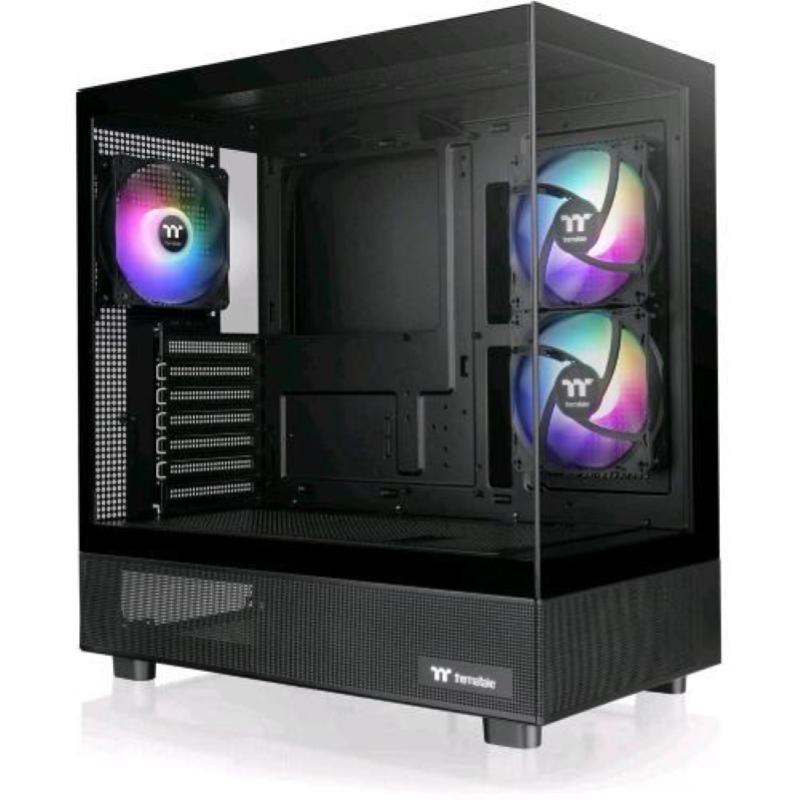 Thermaltake view 270 plus tg argb mid tower pannello frontale e laterale in vetro temperato 3 ventole argb nero