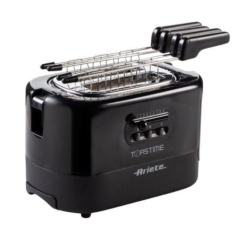 Tostapane ARIETE TOASTIME, Potenza 700 W, Numero di fessure per tostare 2, Livelli tostatura 9 , Sistema sollevamento, Funzione scongelamento, Raccoglitore briciole, NERO