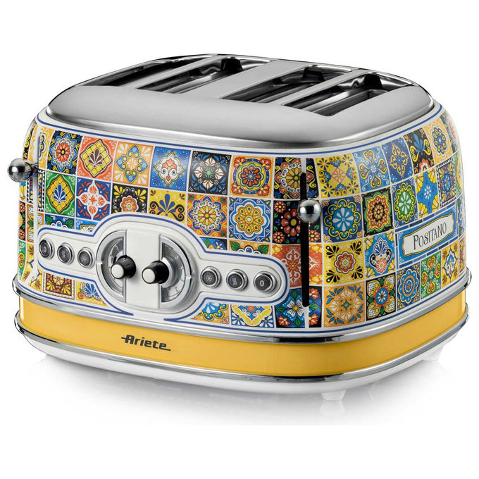 Tostapane ARIETE TOSTAPANE 4 FT POSITANO, Potenza 1600 W, Numero di fessure per tostare 4, Livelli tostatura 6 , Sistema sollevamento, Funzione scongelamento, Raccoglitore briciole, MULTICOLORE