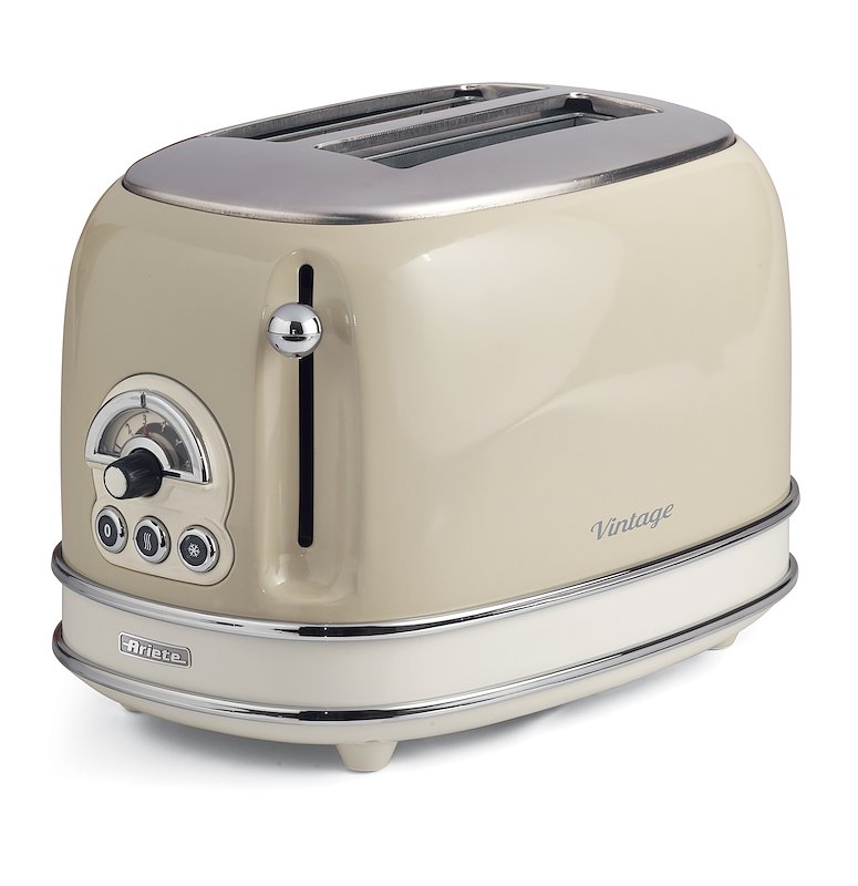 Tostapane ARIETE TOSTAPANE VINTAGE BEIGE, Potenza 810 W, Numero di fessure per tostare 2, Livelli tostatura 6 , Sistema sollevamento, Funzione scongelamento, Raccoglitore briciole, BEIGE