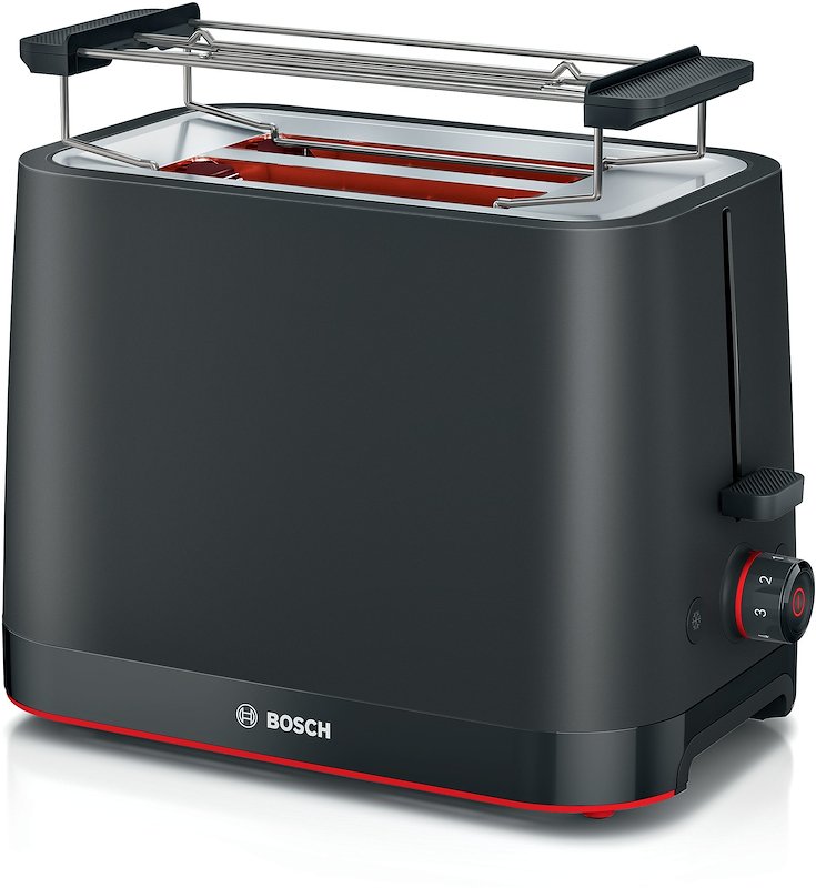 Tostapane BOSCH TAT3M123, 950 W, Tostatura Uniforme, Espulsione Automatica, Vassoio Raccogli-Briciole, Funzione Scongelamento e Riscaldamento, Spegnimento Automatico, Griglia Rimovibile, Nero