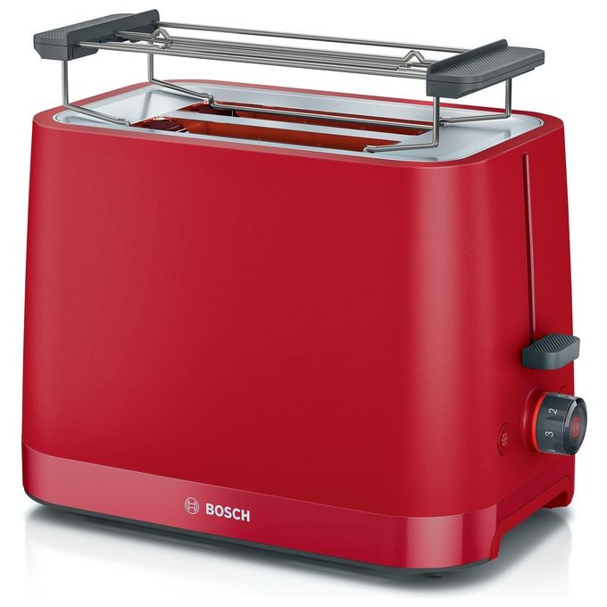 Tostapane BOSCH TAT3M124, 950W, Tostatura Uniforme, Espulsione Automatica, Vassoio Raccogli-Briciole, Funzione Scongelamento e Riscaldamento, Spegnimento Automatico, Griglia Rimovibile, Rosso Tostapane BOSCH TAT3M124, 950W, Tostatura Uniforme, Espulsione Automatica, Vassoio Raccogli-Briciole, Funzione Scongelamento e Riscaldamento, Spegnimento Automatico, Griglia Rimovibile, Rosso