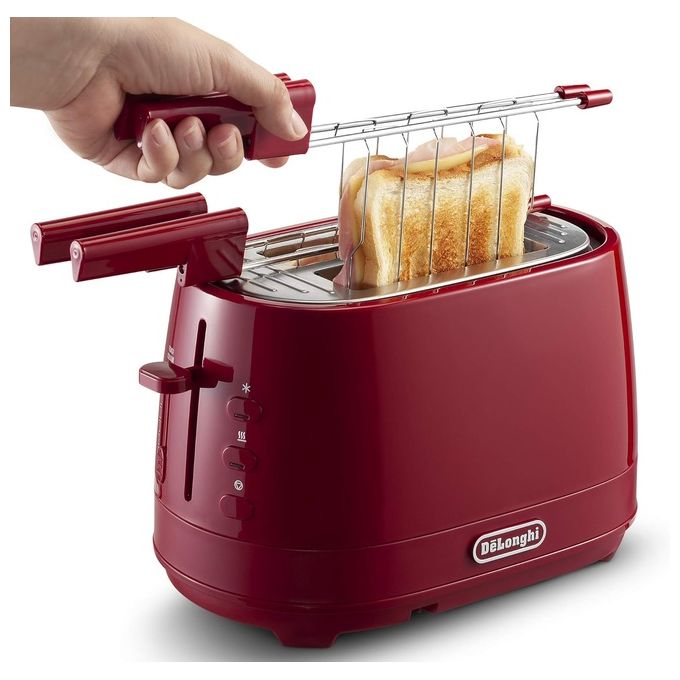 Tostapane DE'LONGHI CTLAP2203.R, Potenza 550 W, Numero di fessure per tostare 2, Funzione scongelamento, Raccoglitore briciole Tostapane DE'LONGHI CTLAP2203.R, Potenza 550 W, Numero di fessure per tostare 2, Funzione scongelamento, Raccoglitore briciole