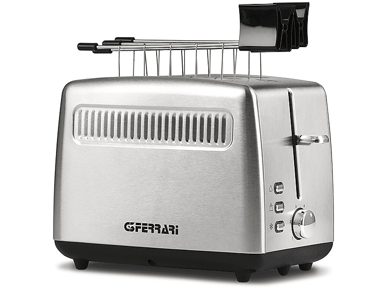 Tostapane G3 FERRARI TOSTAPANE INOX TRAMEZZO, Potenza 850 W, Numero di fessure per tostare 2, Livelli tostatura 3 , Sistema sollevamento, Funzione scongelamento, Raccoglitore briciole, Silver