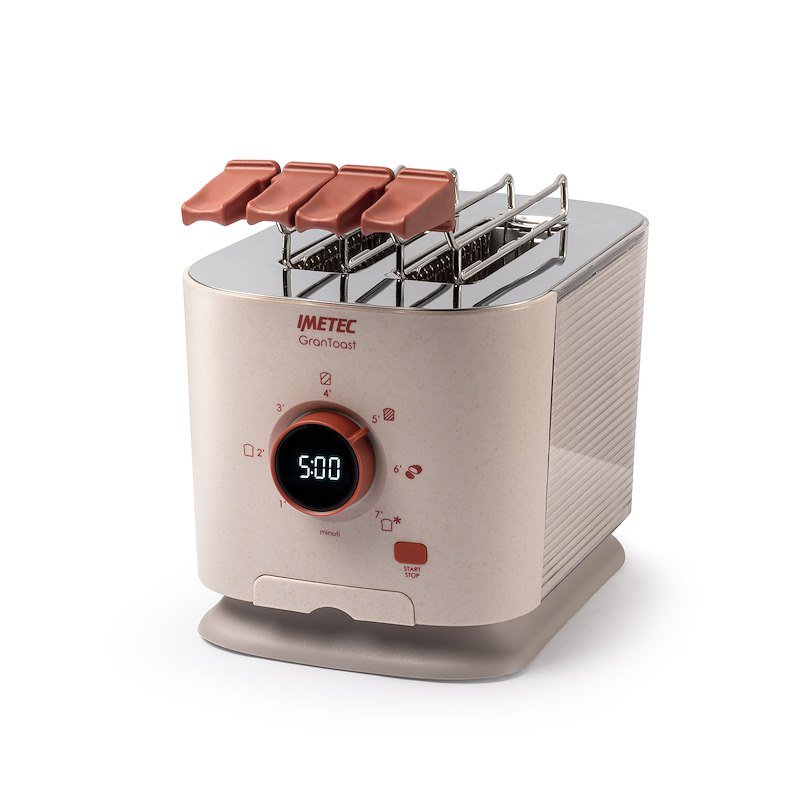 Tostapane IMETEC GRANTOAST, Potenza 600 W, Numero di fessure per tostare 2, Livelli tostatura 7 , Funzione scongelamento, Raccoglitore briciole, Sabbia, Terra Siena