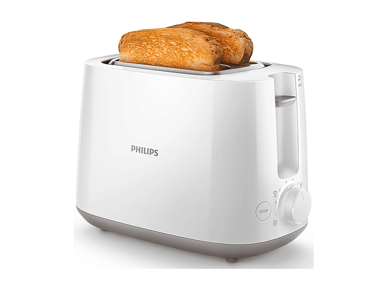 Tostapane PHILIPS Daily Collection HD2581/00, Potenza 830 W, Numero di fessure per tostare 2, Livelli tostatura 8 , Sistema sollevamento, Funzione scongelamento, Raccoglitore briciole, Bianco