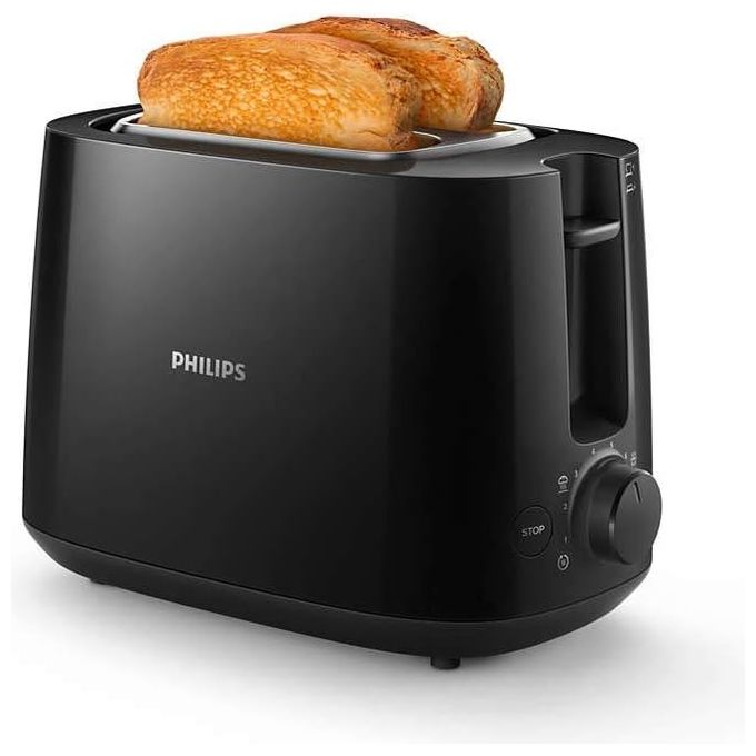 Tostapane PHILIPS Daily Collection HD2581/90, Potenza 830 W, Numero di fessure per tostare 2, Livelli tostatura 8 , Sistema sollevamento, Funzione scongelamento, Raccoglitore briciole, Nero
