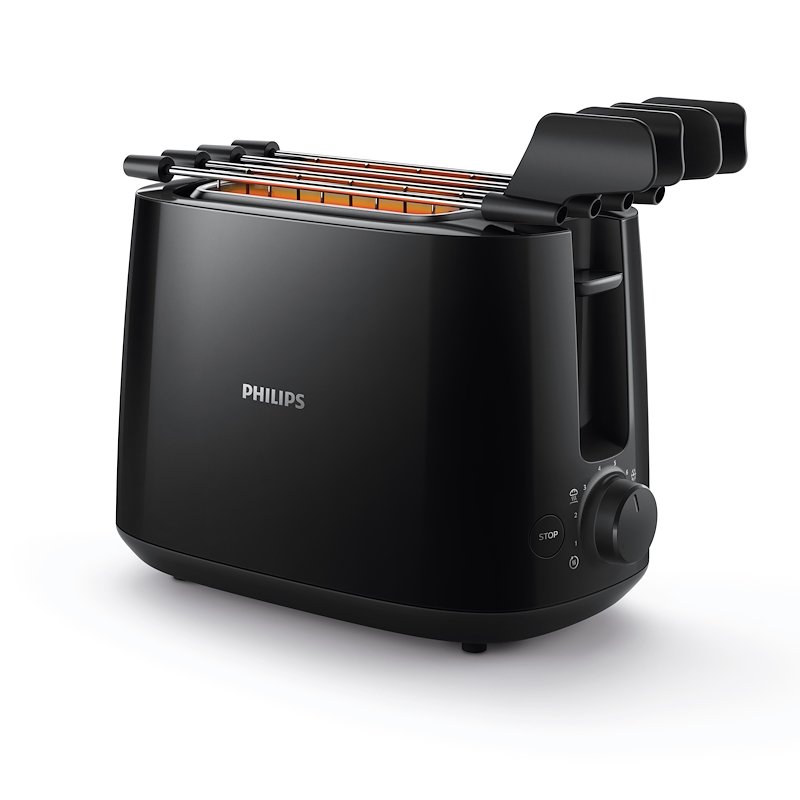 Tostapane PHILIPS Daily CollectionHD2583/90, Potenza 600 W, Numero di fessure per tostare 2, Livelli tostatura 8 , Sistema sollevamento, Funzione scongelamento, Raccoglitore briciole, silver-metal