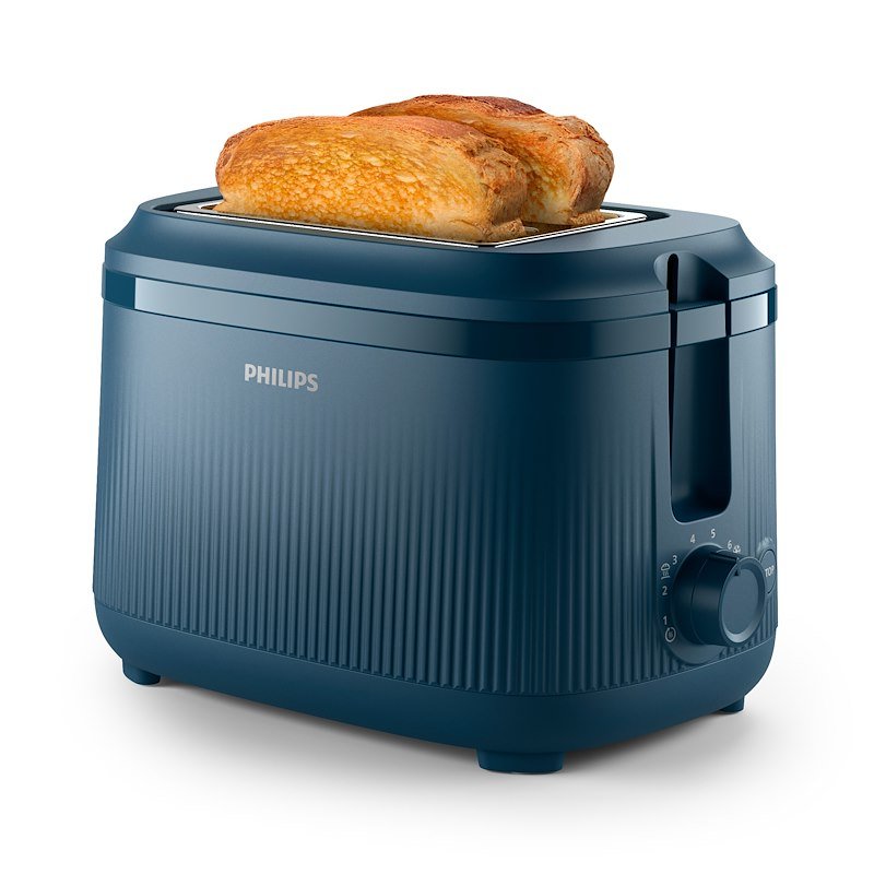 Tostapane PHILIPS Serie 3000 HD2511/70, Potenza 830 W, Numero di fessure per tostare 2, Livelli tostatura 8 , Sistema sollevamento, Funzione scongelamento, Raccoglitore briciole, Blu