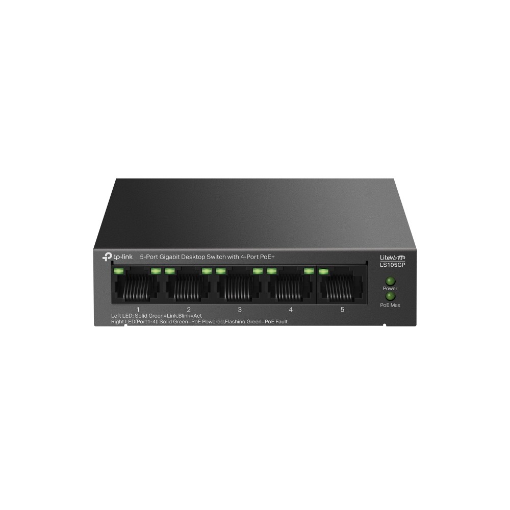 TP-Link LiteWave LS105GP switch di rete Non gestito Gigabit Ethernet (10/100/1000) Supporto Power over Ethernet (PoE) Nero